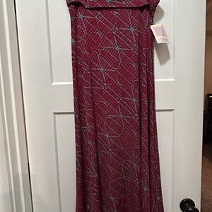 LuLaRoe Burgundy and Blue Maxi Skirt